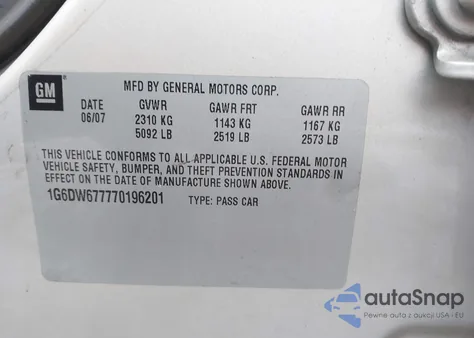 2007 Cadillac Sts V6 z USA, uszkodzony, nr VIN 1G6DW677770196201